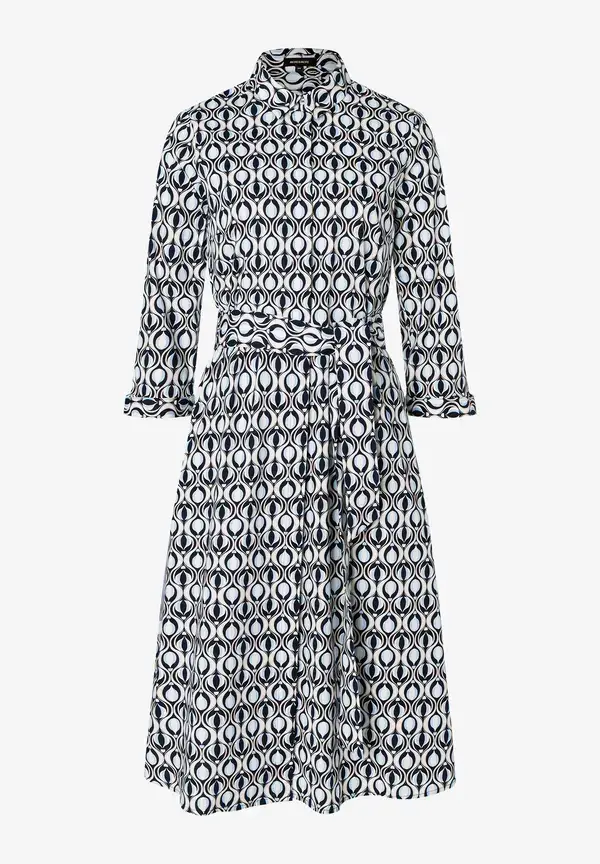 More & More Hemdblusenkleid, grafischer Print, marine/hellblau, Frühjahrs-Kollektion Kostenloser Versand international