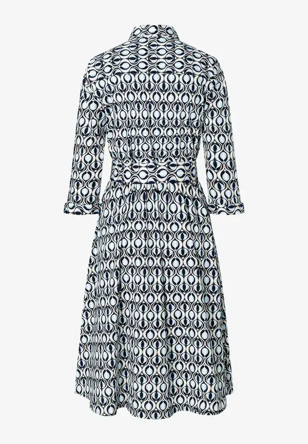 More & More Hemdblusenkleid, grafischer Print, marine/hellblau, Frühjahrs-Kollektion Kostenloser Versand international