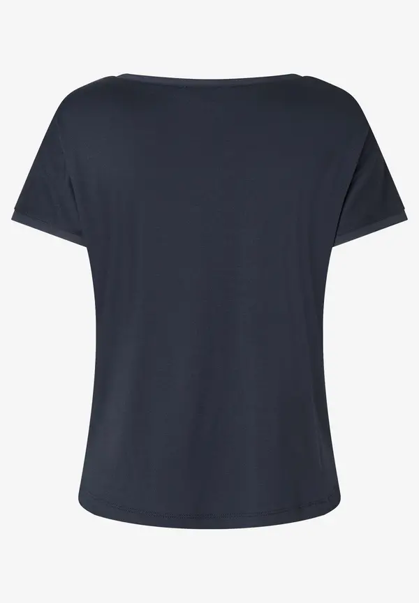 More & More T-Shirt mit Chiffonkante, marine, Frühjahrs-Kollektion Black Friday Preise
