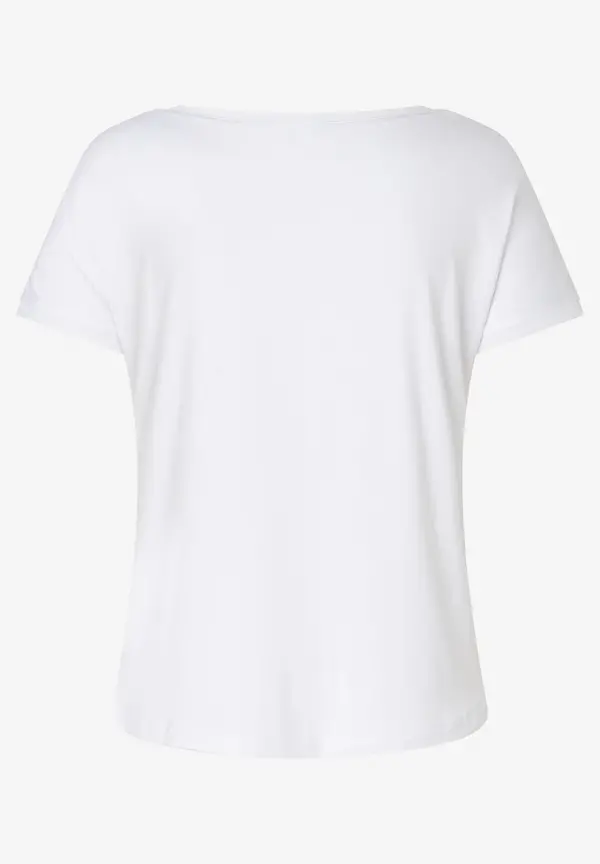 More & More T-Shirt mit Chiffonkante, weiß, Frühjahrs-Kollektion im Angebot