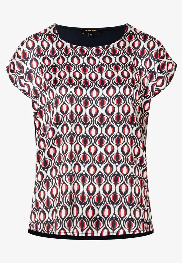 More & More Blusenshirt, grafischer Print, marine/rot, Frühjahrs-Kollektion Günstiger Verkauf