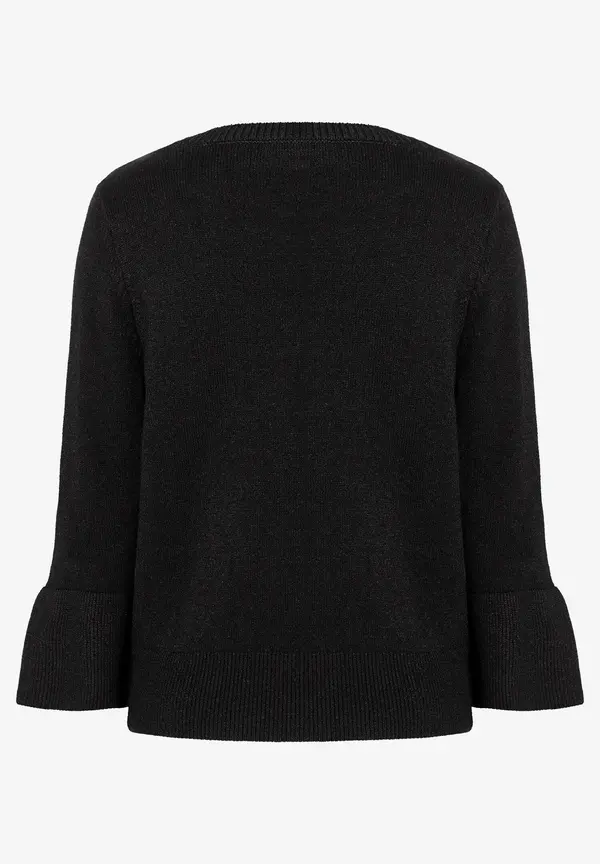 More & More Pullover mit Volantärmel, schwarz, Herbst-Kollektion Black Friday