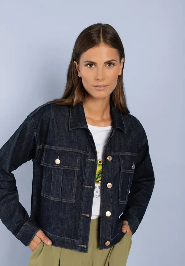 More & More Jeansjacke, dark blue denim Große Rabatte
