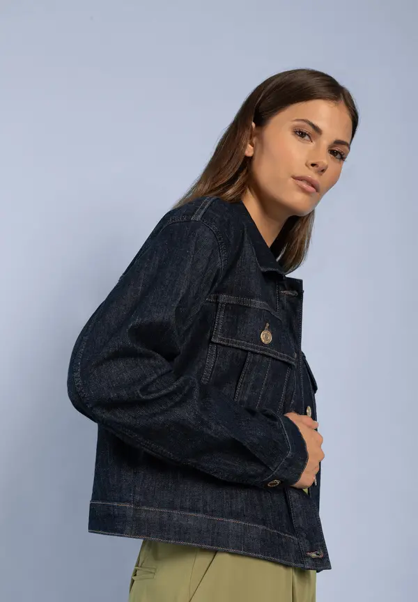 More & More Jeansjacke, dark blue denim Große Rabatte