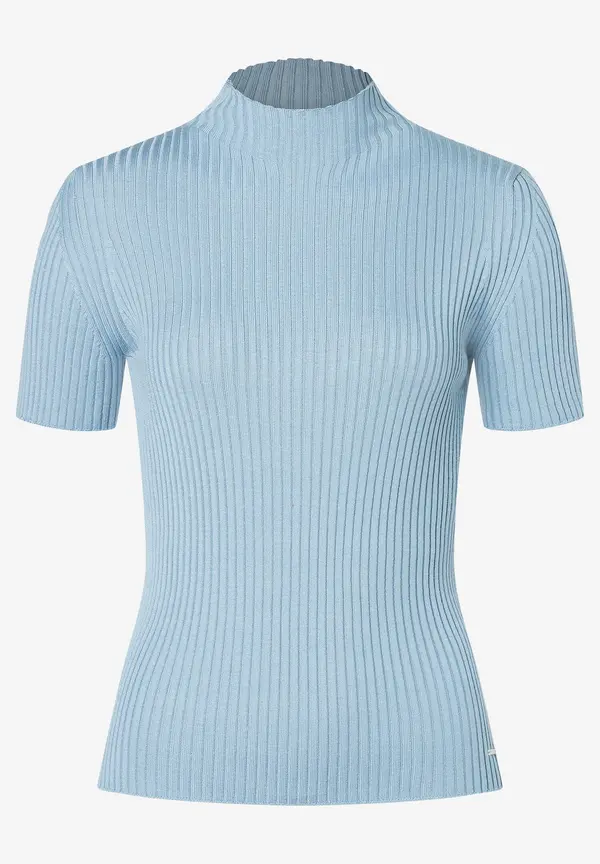 More & More Rippstrick-Pullover, Kurzarm, hellblau Tägliche Deals