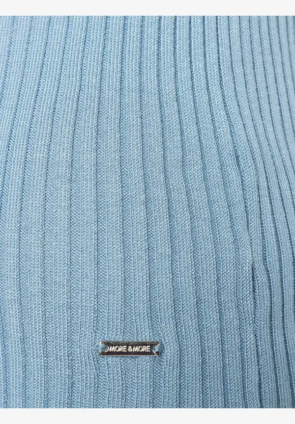 More & More Rippstrick-Pullover, Kurzarm, hellblau Tägliche Deals
