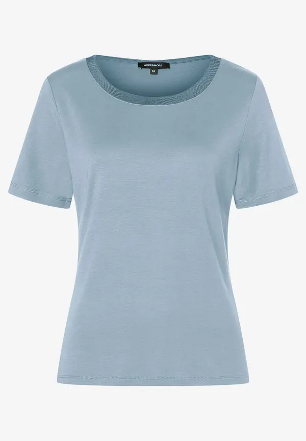 More & More T-Shirt mit Zierkante, hellblau Sonderangebote