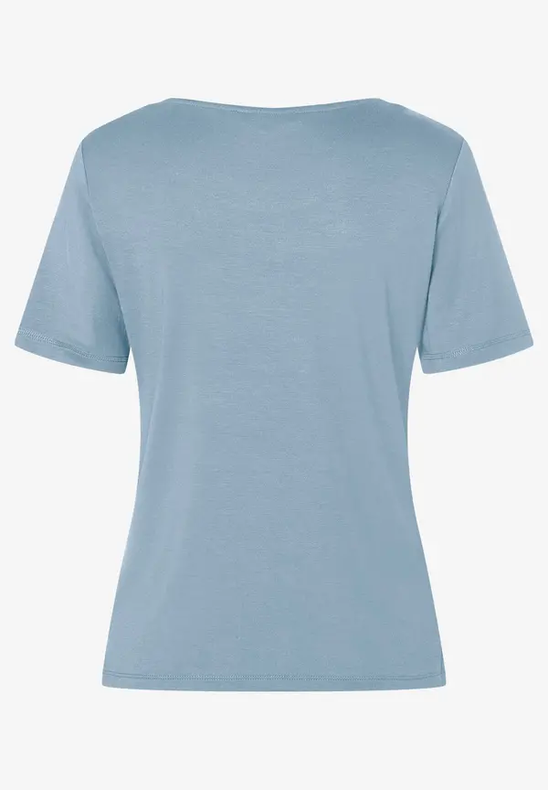 More & More T-Shirt mit Zierkante, hellblau Sonderangebote
