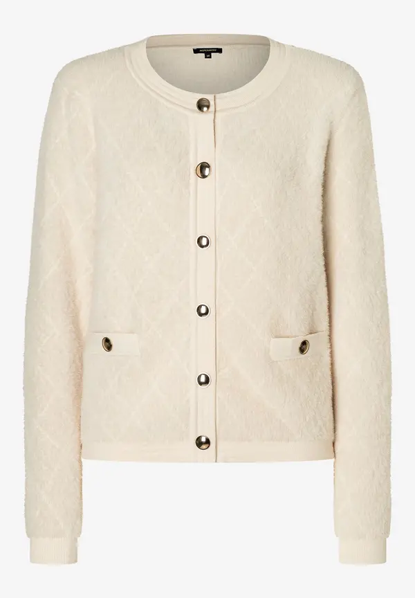 More & More Fell-Strickjacke, powder creme Tiefpreis