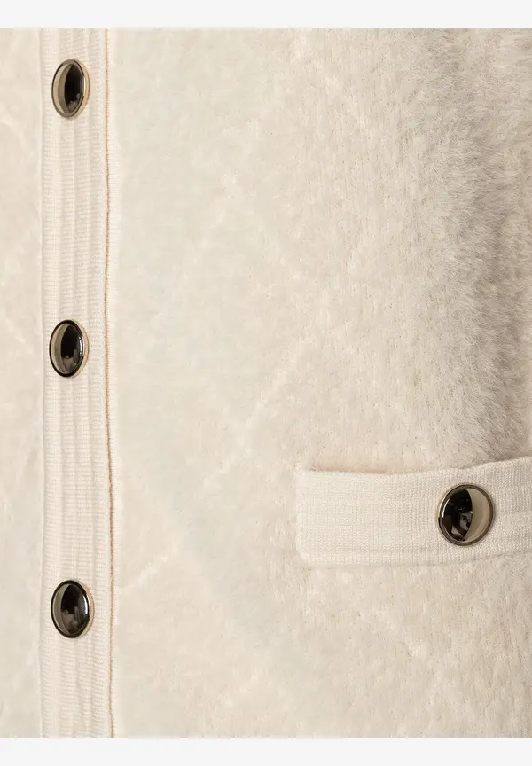 More & More Fell-Strickjacke, powder creme Tiefpreis