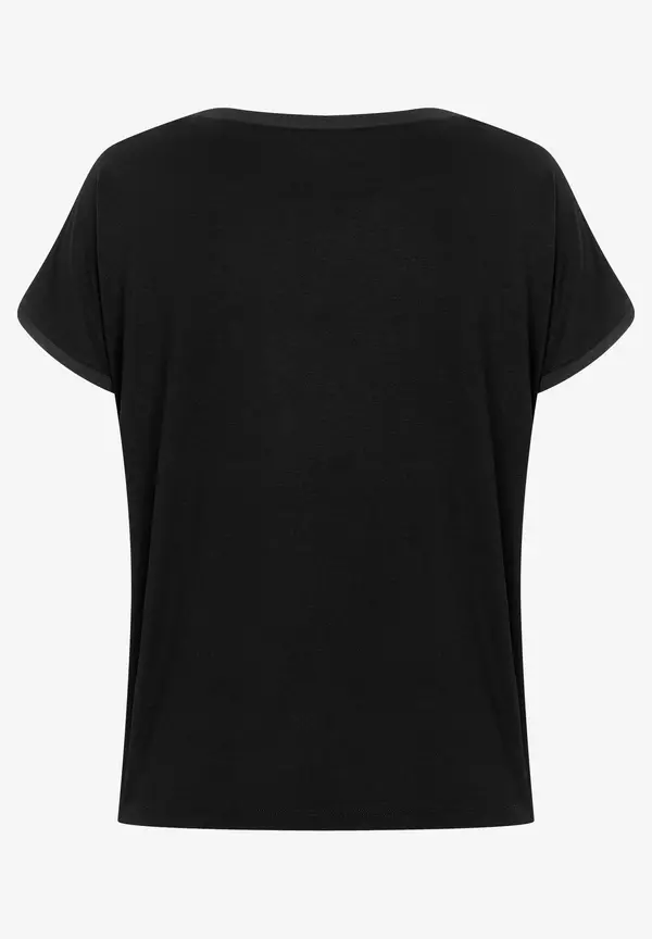 More & More T-Shirt mit Chiffonkante, schwarz, Frühjahrs-Kollektion Discount Store für neue Produkte