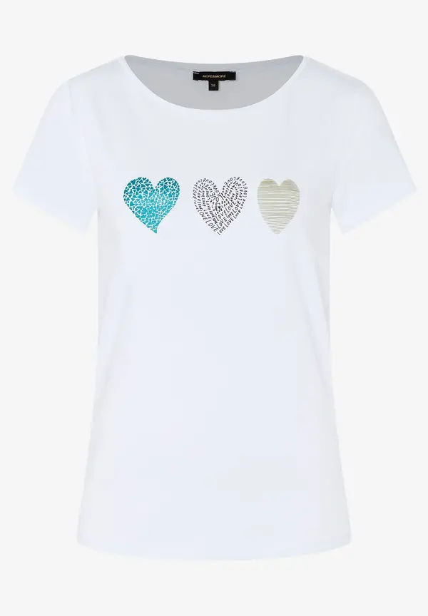 More & More T-Shirt mit Herz-Print, weiß, Frühjahrs-Kollektion Kostenloser Versand international