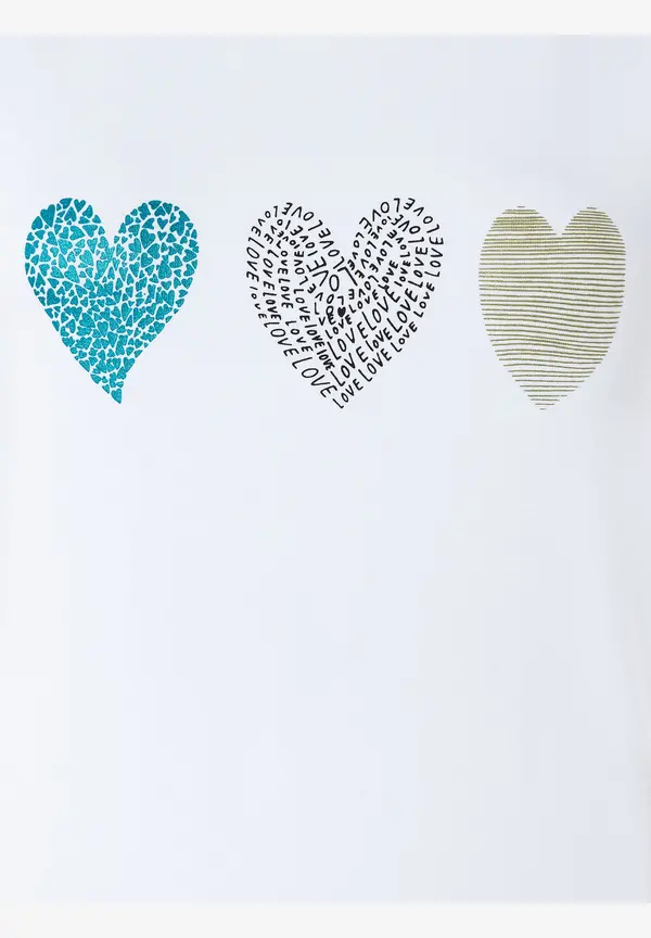 More & More T-Shirt mit Herz-Print, weiß, Frühjahrs-Kollektion Kostenloser Versand international