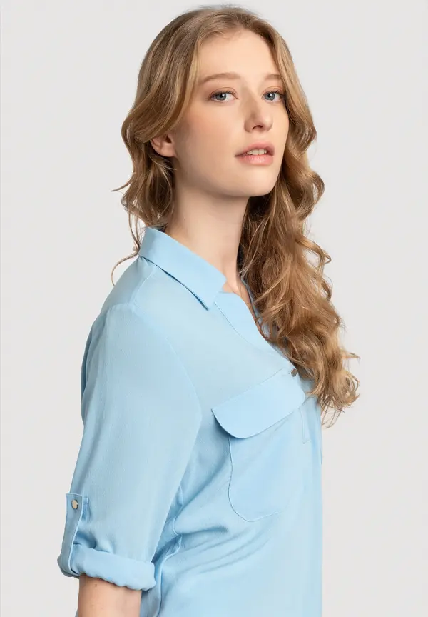 More & More Sportive Bluse, light skyblue, Frühjahrs-Kollektion Fabrikpreis