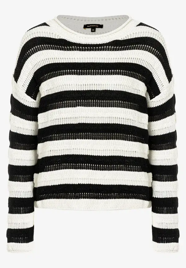 More & More Pullover, schwarz/weiß gestreift, Frühjahrs-Kollektion Exklusivangebot