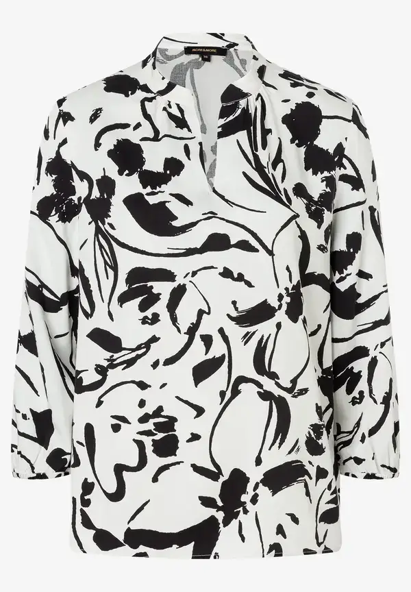 More & More Printbluse, schwarz/ecru, Frühjahrs-Kollektion Preisnachlass