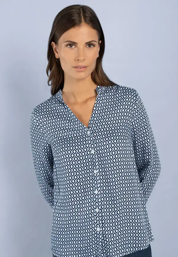 More & More Printbluse, hellblau/ecru/marine Osterangebot