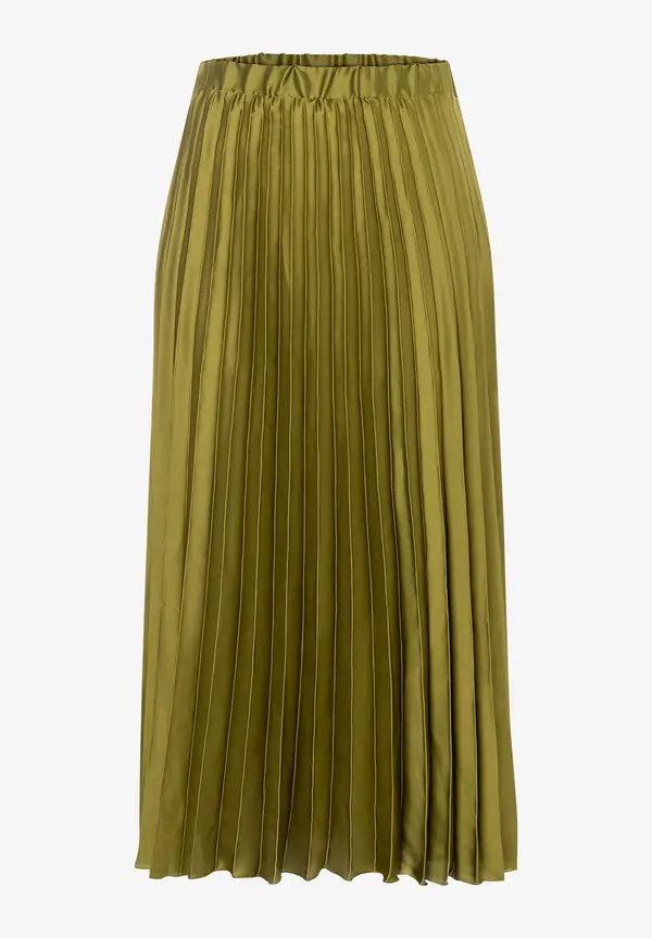 More & More Satin Plisséerock, soft moss green Zeitlich begrenztes Angebot