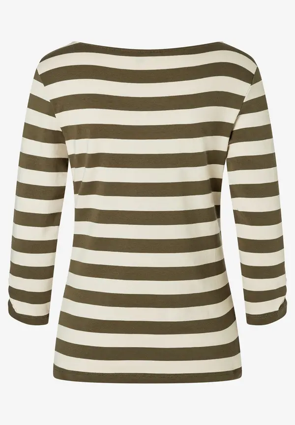 More & More Streifenshirt, oliv/ecru Tägliche Deals
