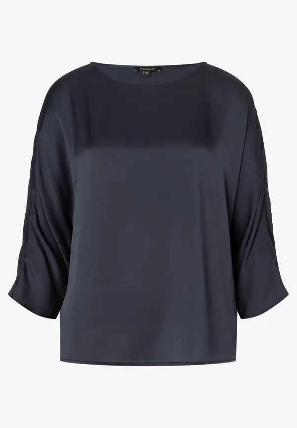 More & More Satinbluse, marine Tiefpreis