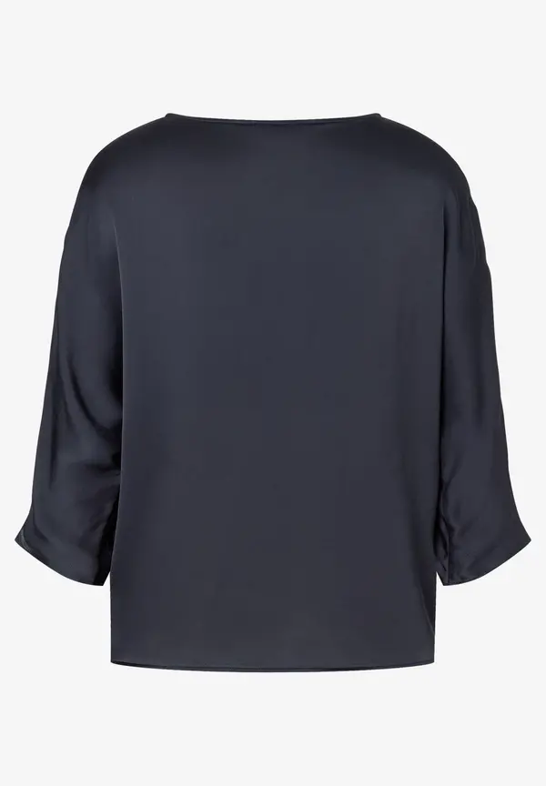 More & More Satinbluse, marine Tiefpreis