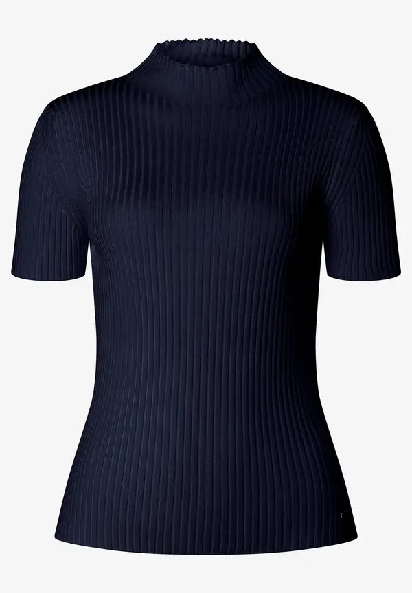 More & More Rippstrick-Pullover, Kurzarm, marine Kostenlose Rückgabe
