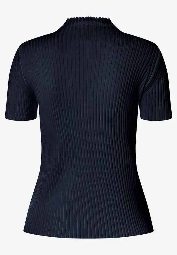 More & More Rippstrick-Pullover, Kurzarm, marine Kostenlose Rückgabe