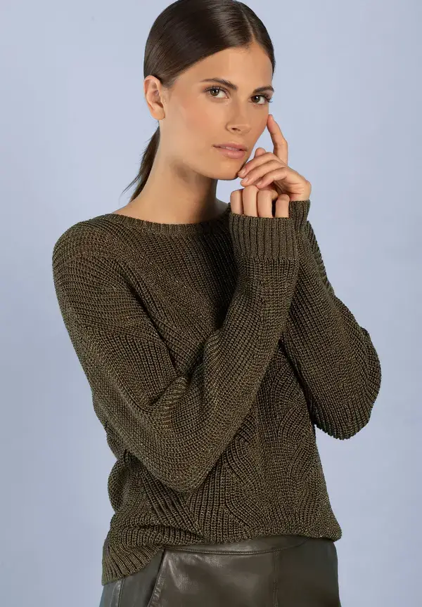 More & More Pullover mit Glanz, oliv JETZT KAUFEN