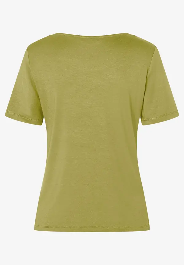 More & More T-Shirt mit Zierkante, soft moss green Neueste Stile