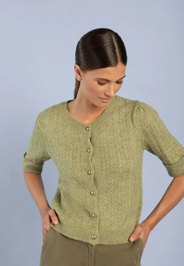 More & More Cardigan, Kurzarm, soft moss green Zeitbegrenzte Promotion