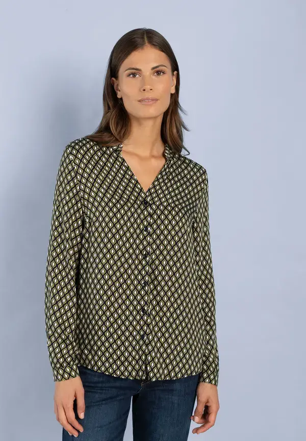 More & More Printbluse, grün/ecru/marine Bis zu 60% Rabatt