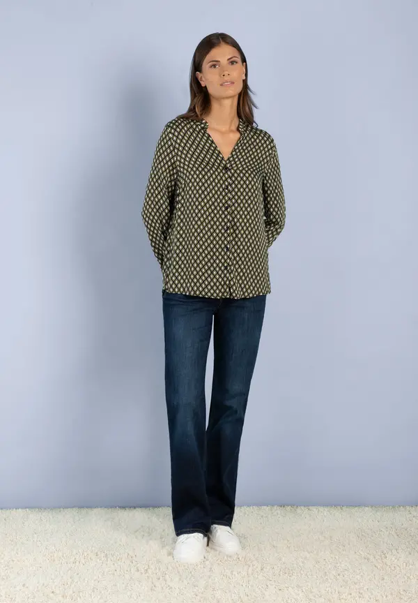 More & More Printbluse, grün/ecru/marine Bis zu 60% Rabatt