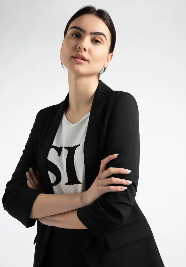 More & More Blazer mit Schalkragen, schwarz, Frühjahrs-Kollektion Schlussverkauf