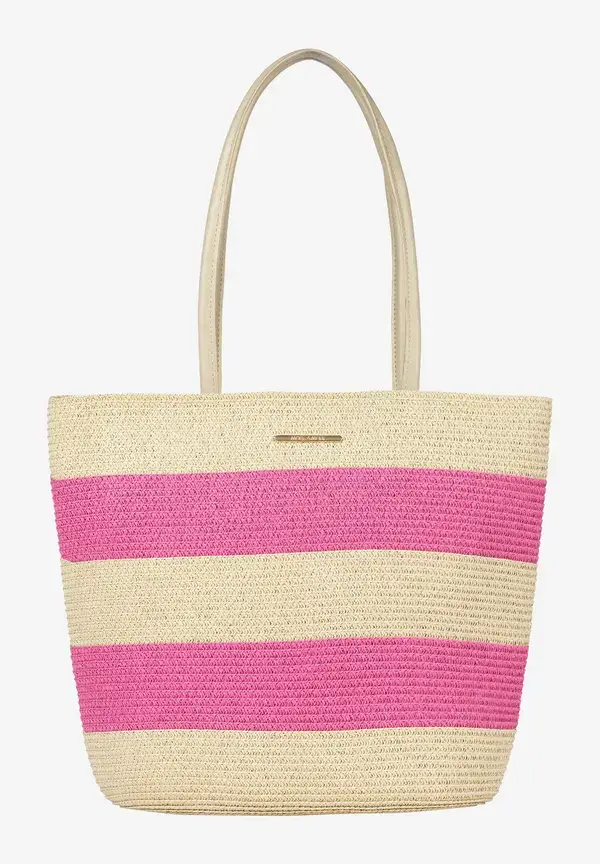More & More Strohtasche, pink/sand, Sommer-Kollektion Blitzverkäufe