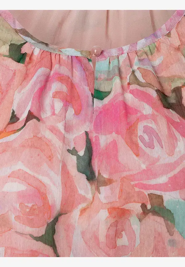 More & More Chiffonbluse, Rosenprint, Sommer-Kollektion Versandkostenfrei