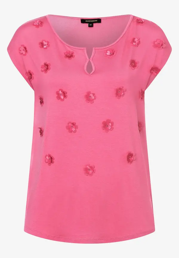 More & More T-Shirt mit Blüten-Applikation, sorbet pink, Sommer-Kollektion Online Shopping
