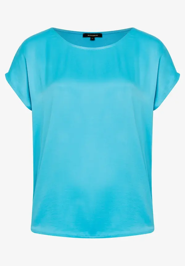 More & More Shirt mit Satinfront, türkis, Frühjahrs-Kollektion Top Angebot