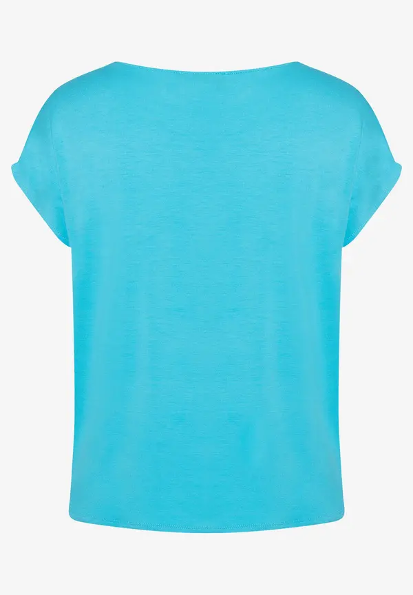 More & More Shirt mit Satinfront, türkis, Frühjahrs-Kollektion Top Angebot