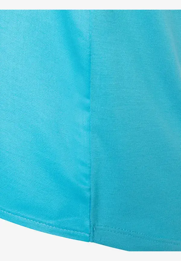 More & More Shirt mit Satinfront, türkis, Frühjahrs-Kollektion Top Angebot