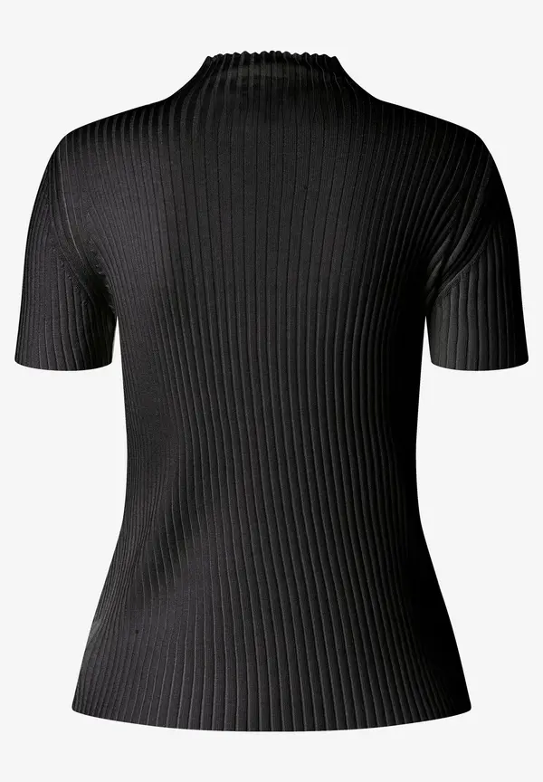More & More Rippstrick-Pullover, Kurzarm, schwarz Große Rabatte