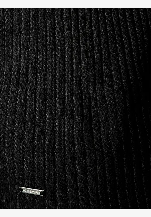 More & More Rippstrick-Pullover, Kurzarm, schwarz Große Rabatte