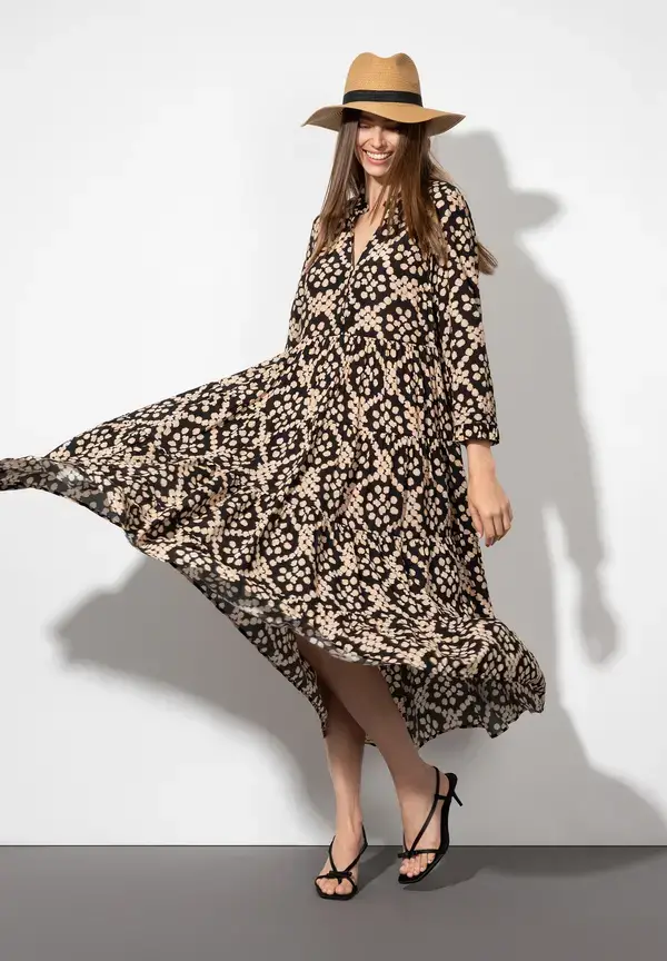 More & More Maxikleid, Dot Pattern Print Sonderangebote