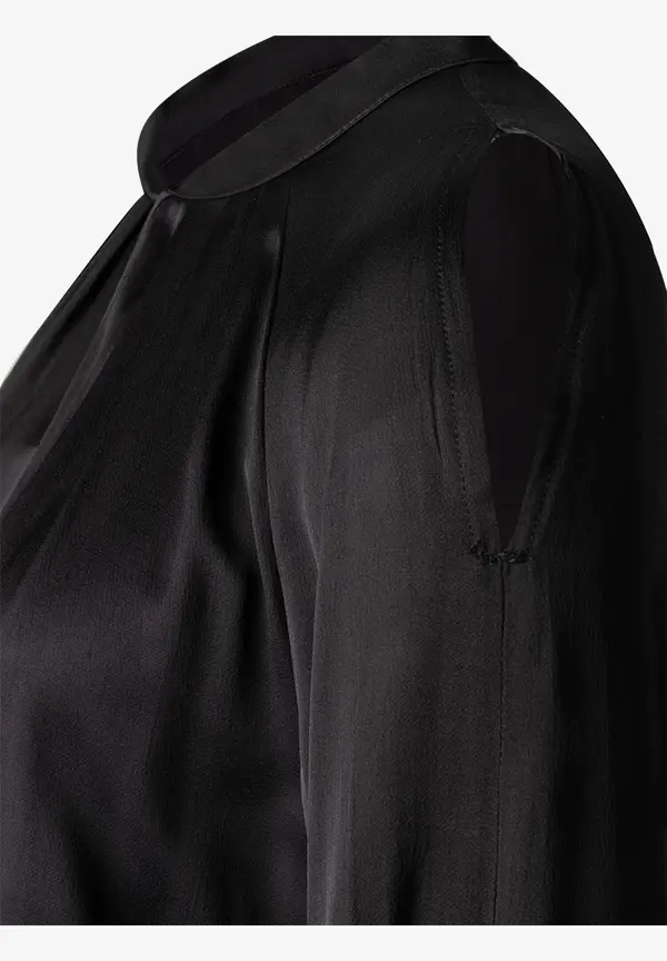 More & More Satinbluse mit Cut Outs, schwarz Letzte 2 Tage