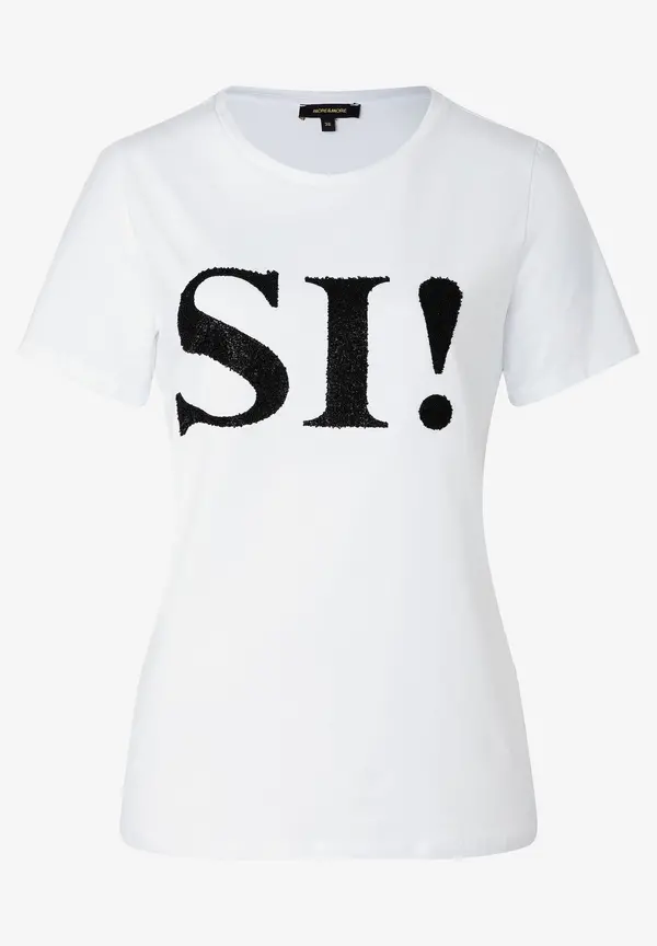 More & More T-Shirt mit Perlenaufschrift, weiß, Frühjahrs-Kollektion Bis zu 50% Rabatt