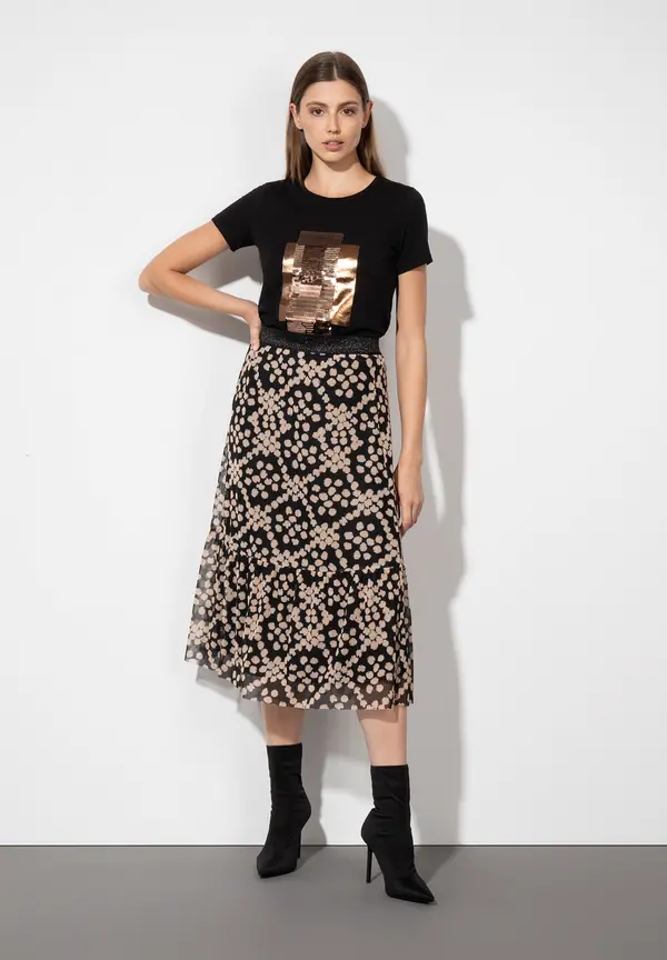 More & More T-Shirt mit Pailletten-Applikation, schwarz Bis zu 60% Rabatt