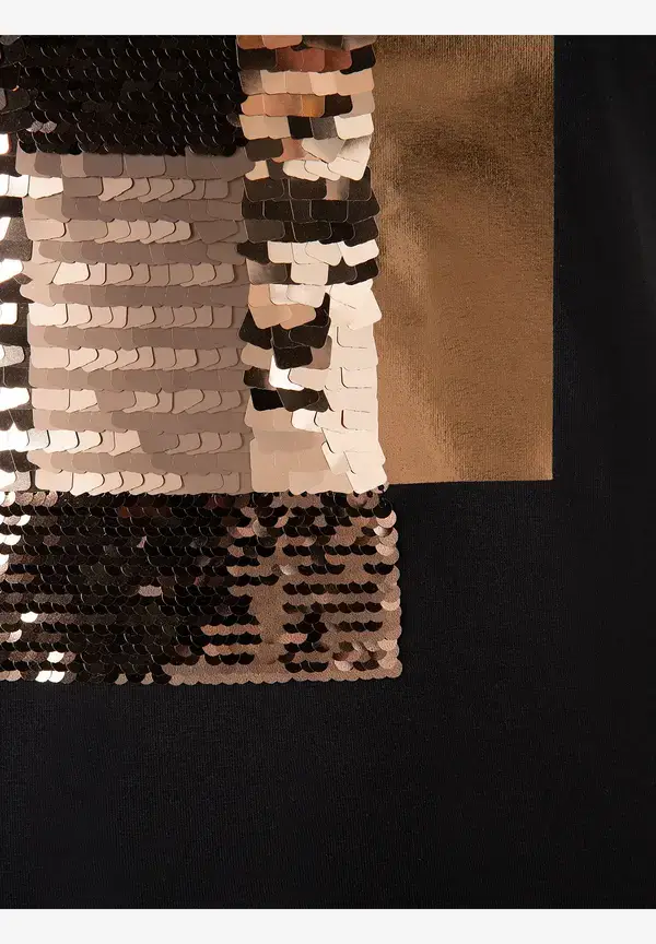 More & More T-Shirt mit Pailletten-Applikation, schwarz Bis zu 60% Rabatt