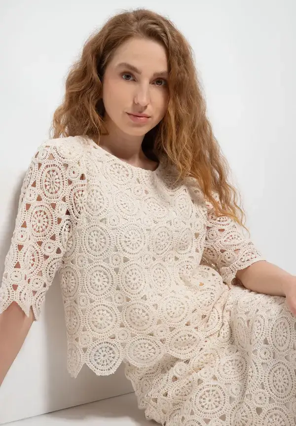 More & More Spitzenbluse, ecru, Sommer-Kollektion Super Rabatt