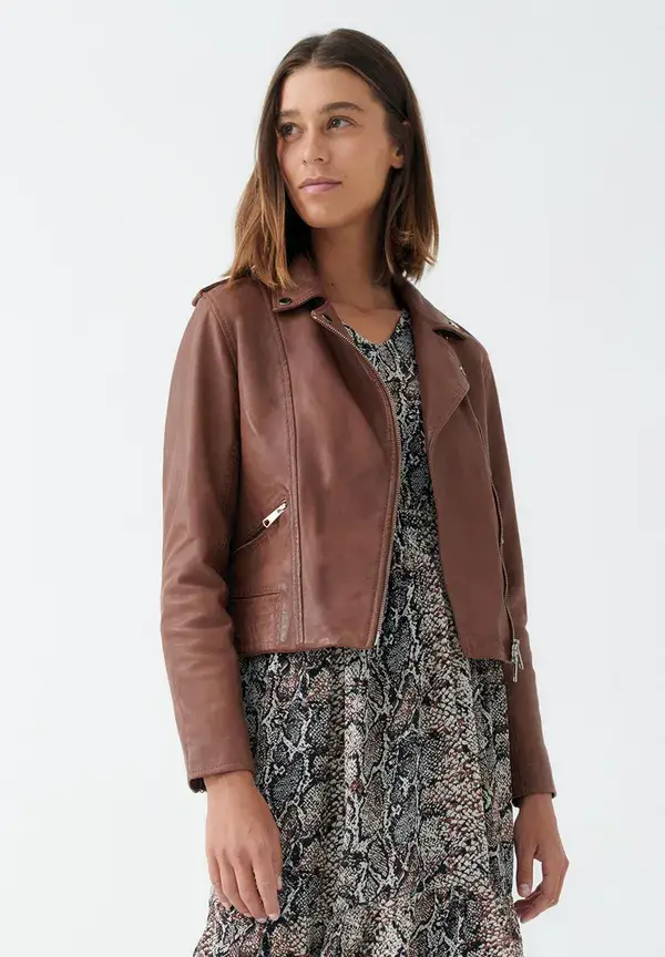 More & More Biker-Lederjacke, hazel brown, Herbst-Kollektion Speichern exportieren