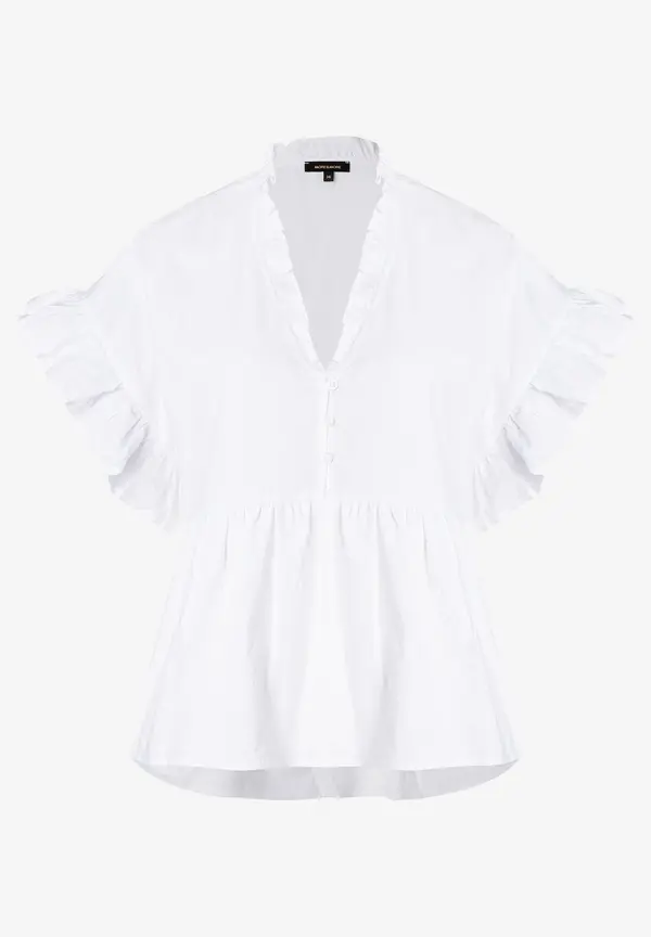 More & More weite Bluse mit Rüschen, weiß, Sommer-Kollektion Verkauf