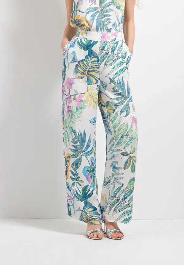 More & More Satinhose, Blätterprint, Sommer-Kollektion Angebote